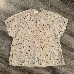 Akris Punto Eyelet-Embroidered Zip-Up Kimono Blouse